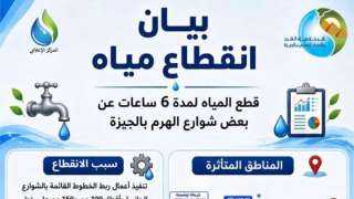 قطع المياه 6 ساعات عن بعض شوارع الهرم .. المواعيد والأماكن
