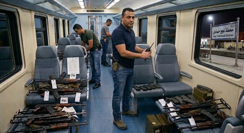 ضبط 56 بندقية آلية و3 آلاف طلقة نارية داخل قطار بمحطة نجع حمادي بقنا