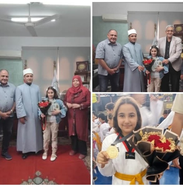 رئيس منطقة الغربية الأزهرية يكرم الطالبة منى سمير البربري لحصولها على ذهبية التايكوندو