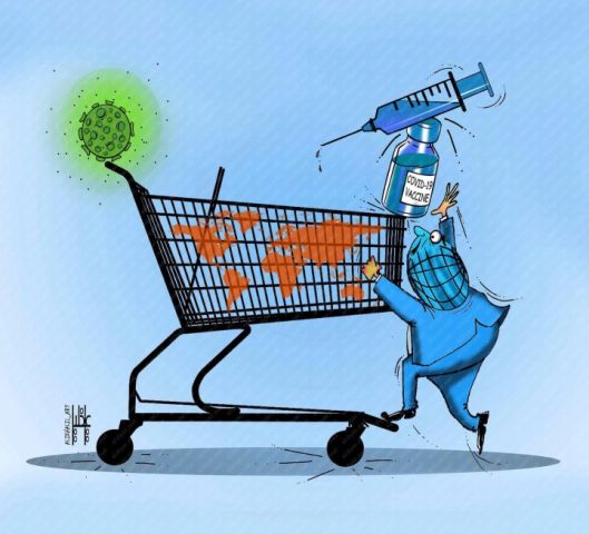 كاريكاتير الديار.. «التسابق للحصول على اللقاح» بريشة على خليل