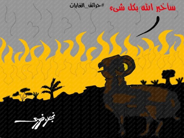 كاريكاتير الديار.. «حرائق الغابات» بريشة نجلاء فوزي