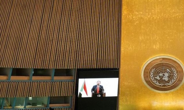 رئيس الوزراء السوداني أثناء كلمته أمام الأمم المتحدة