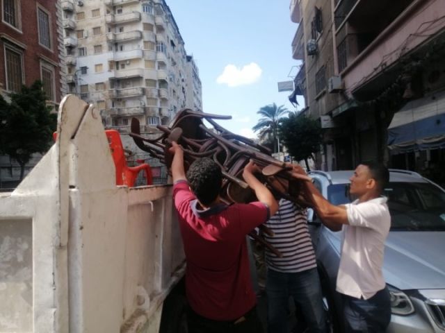 ٤ حملات وإزالة ٦٥ مخالفة من شوارع وسط الإسكندرية
